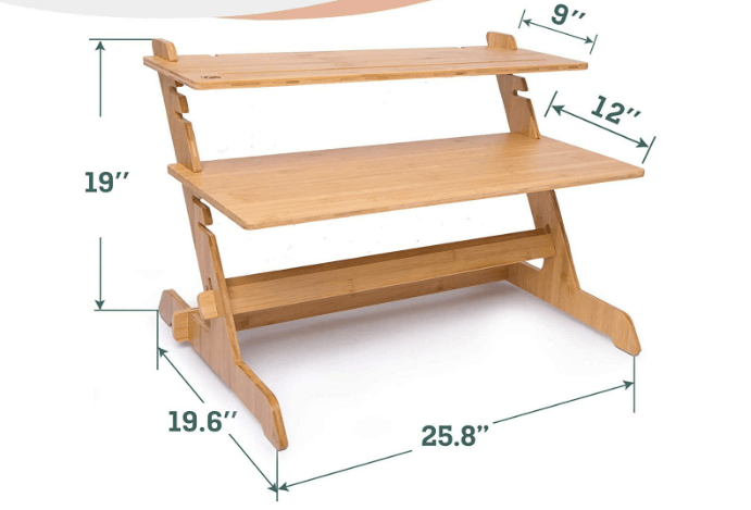 Adjustable wood standing desk converters