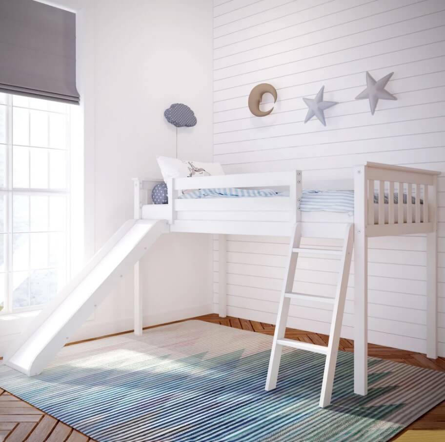 Max & Lily: Kid's Twin-Size Low Loft with Slide